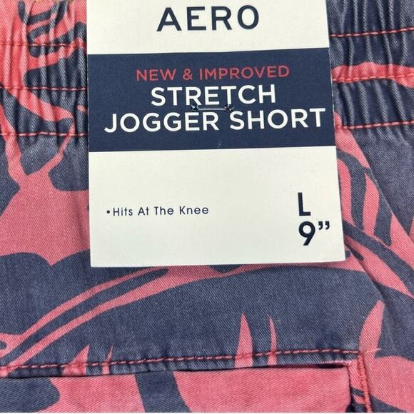 NWT Aero Stretch Jogger 9" Short, Hawaiian, Boardshorts, Berry/Navy, size Large - Picture 9 of 9